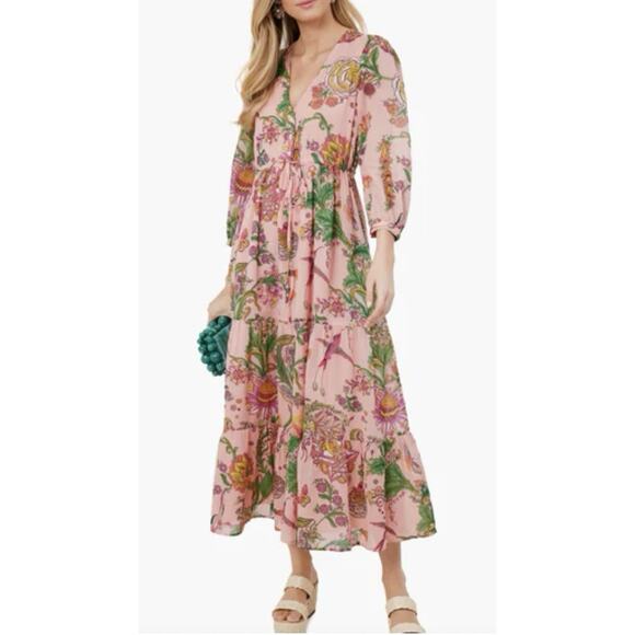 Banjanan Maxi Midi Dress Tuckernuck Floral Tiered Organic Cotton India $325 - Picture 1 of 13
